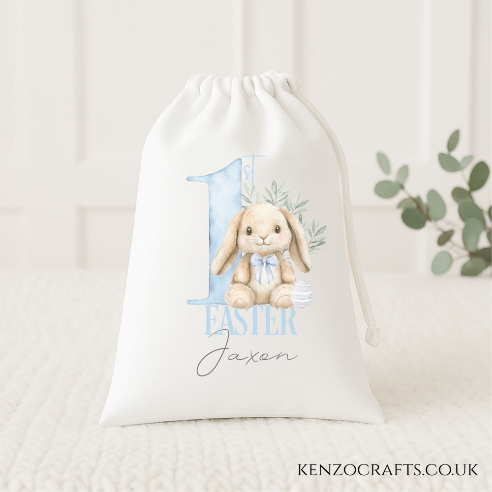 Custom Name First Easter Drawstring Bag