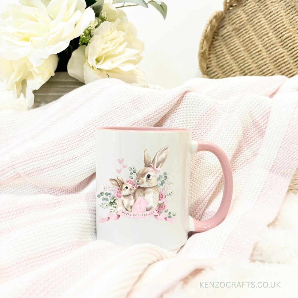 Personalised Mother's Day Ceramic Mug Banner Bunnies