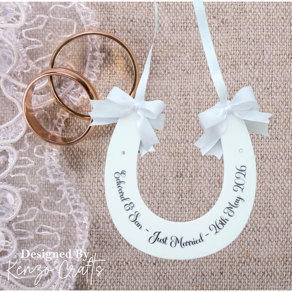 Personalised White Wedding Horseshoe Keepsake
