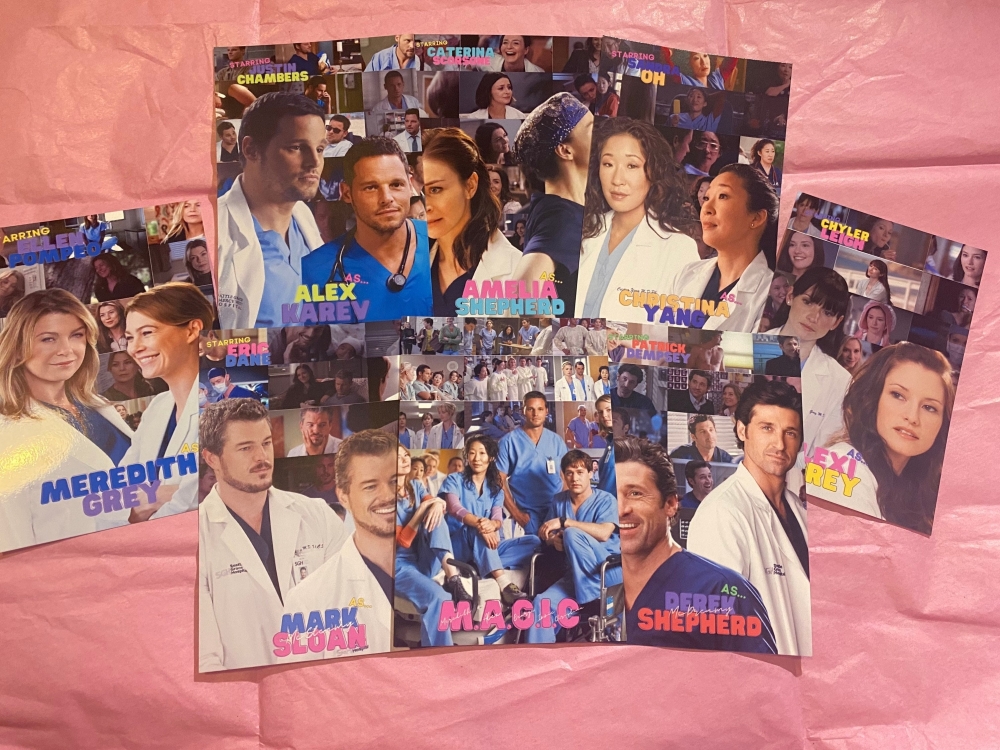 Greys Anatomy Characters inspired Graphic y2k style Poster/PRINT (3 size options) - 8 Characters to choose from