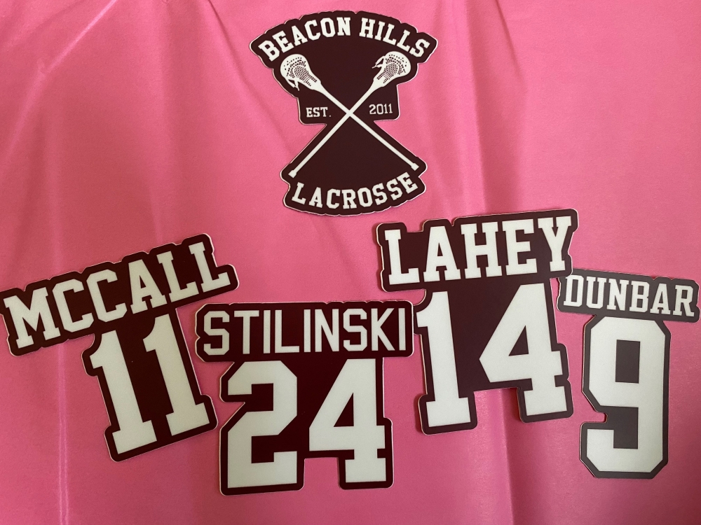 Beacon Hills Lacrosse TEEN WOLF inspired Large Waterproof STICKER - Pick between Stilinski 24, McCall 11, Lahey 14 and Dunbar 9