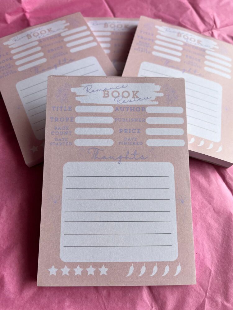 A6 Romance Book Review NotePad