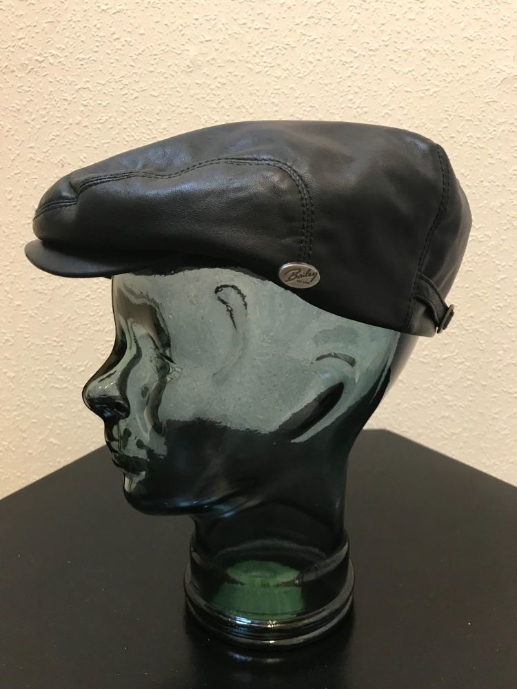 Bailey of Hollywood Black Leather Flat Cap