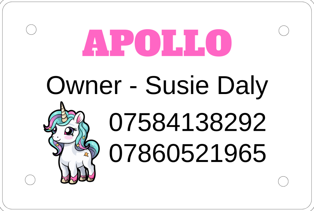 Personalised Emergency Contact Plaque