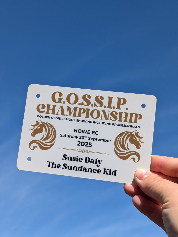 G.O.S.S.I.P - Personalised Championships Plaque