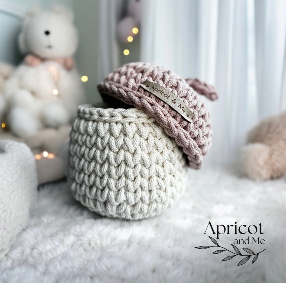 Handmade Crochet Acorn Basket with lid