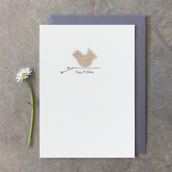 GREETINGS CARD | Birthday | Happy birthday, little wooden bird