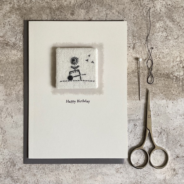 GREETINGS CARD | Birthday | Embroidered card, Happy Birthday | Wheelbarrow