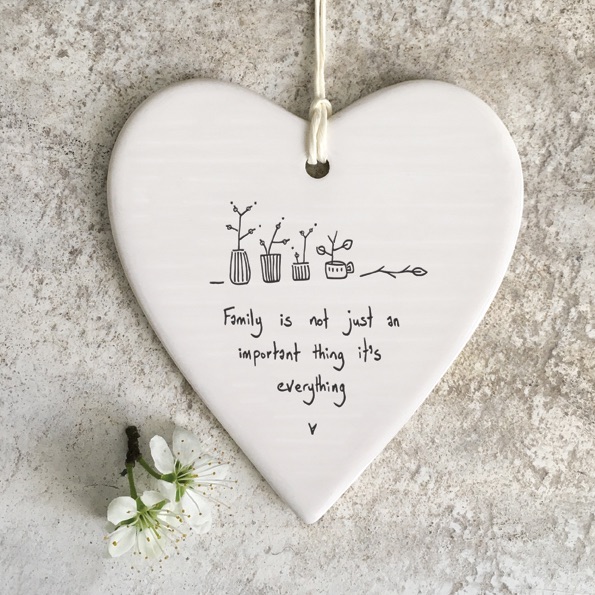 HANGING HEART | Wobbly porcelain heart | Family is not just an important thing ...