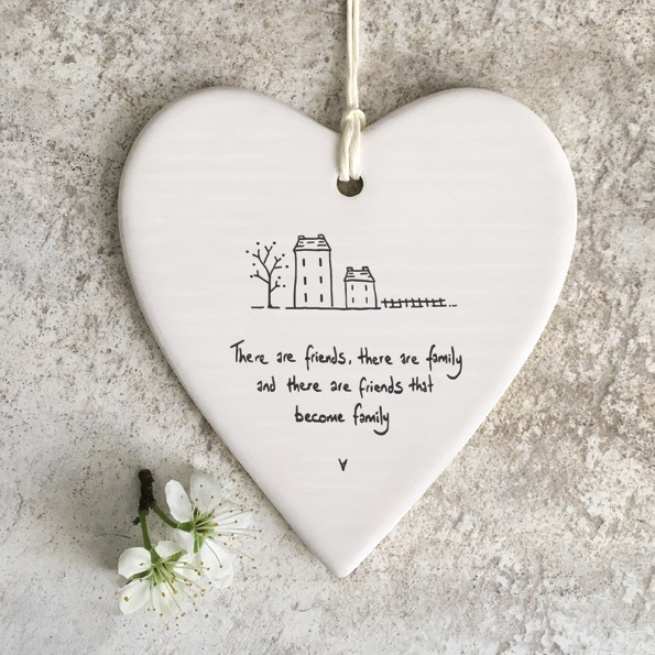 HANGING HEART | Wobbly porcelain heart |There are friends, there are family