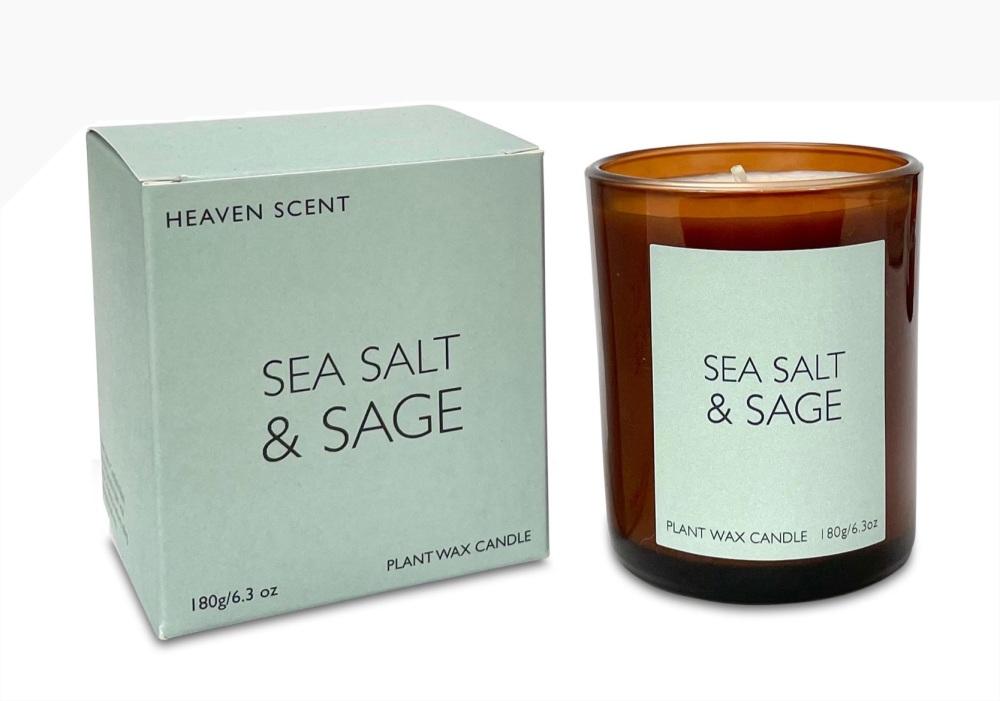 CANDLE | Amber Glass Jar |  Sea Salt & Sage