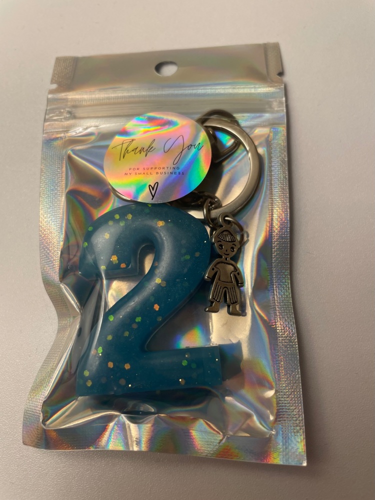 Number ‘2’ with sweet boy charm (removable)