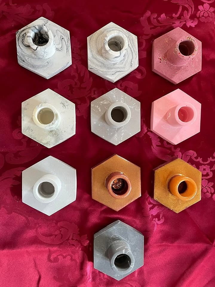 Jesmonite candle holders