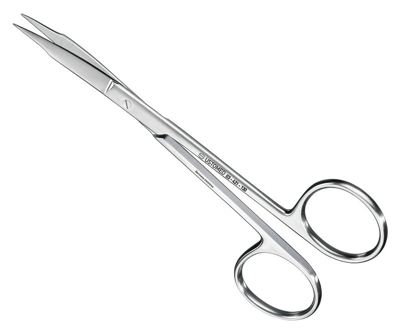 FOX, suture-/gum scissors, 13cm, cvd., plain - 03-421-130