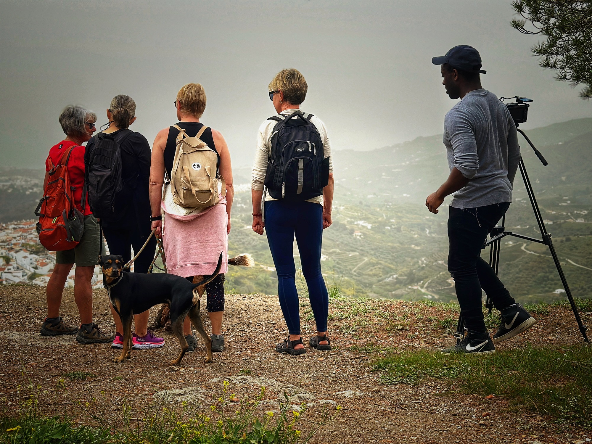 Davison & Brogan Avocado Gin bottle overlooking the white village of Frigiliana and the Mediterranean coastline, the perfect reward after a day of hiking in the Axarqu&Atilde;&shy;a.