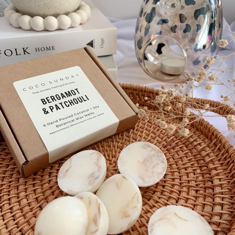 <!-- 002 -->Bergamot & Patchouli Coconut + Soy Wax Botanical Wax Melts