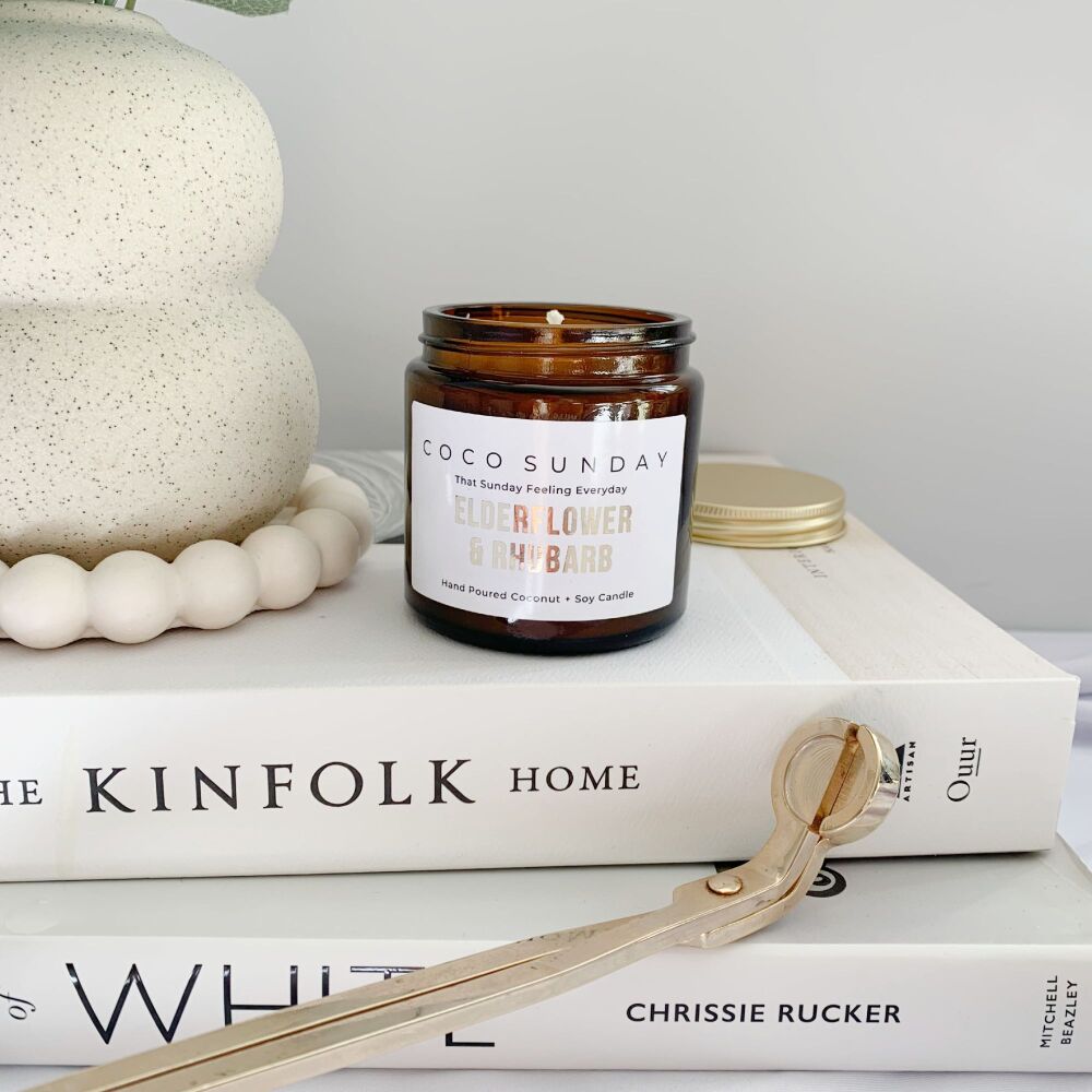 <!-- 005 -->Elderflower & Rhubarb Coconut + Soy Wax Small Candle