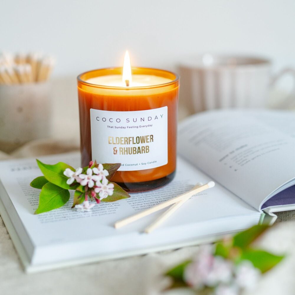 Elderflower & Rhubarb Coconut + Soy Wax Candle