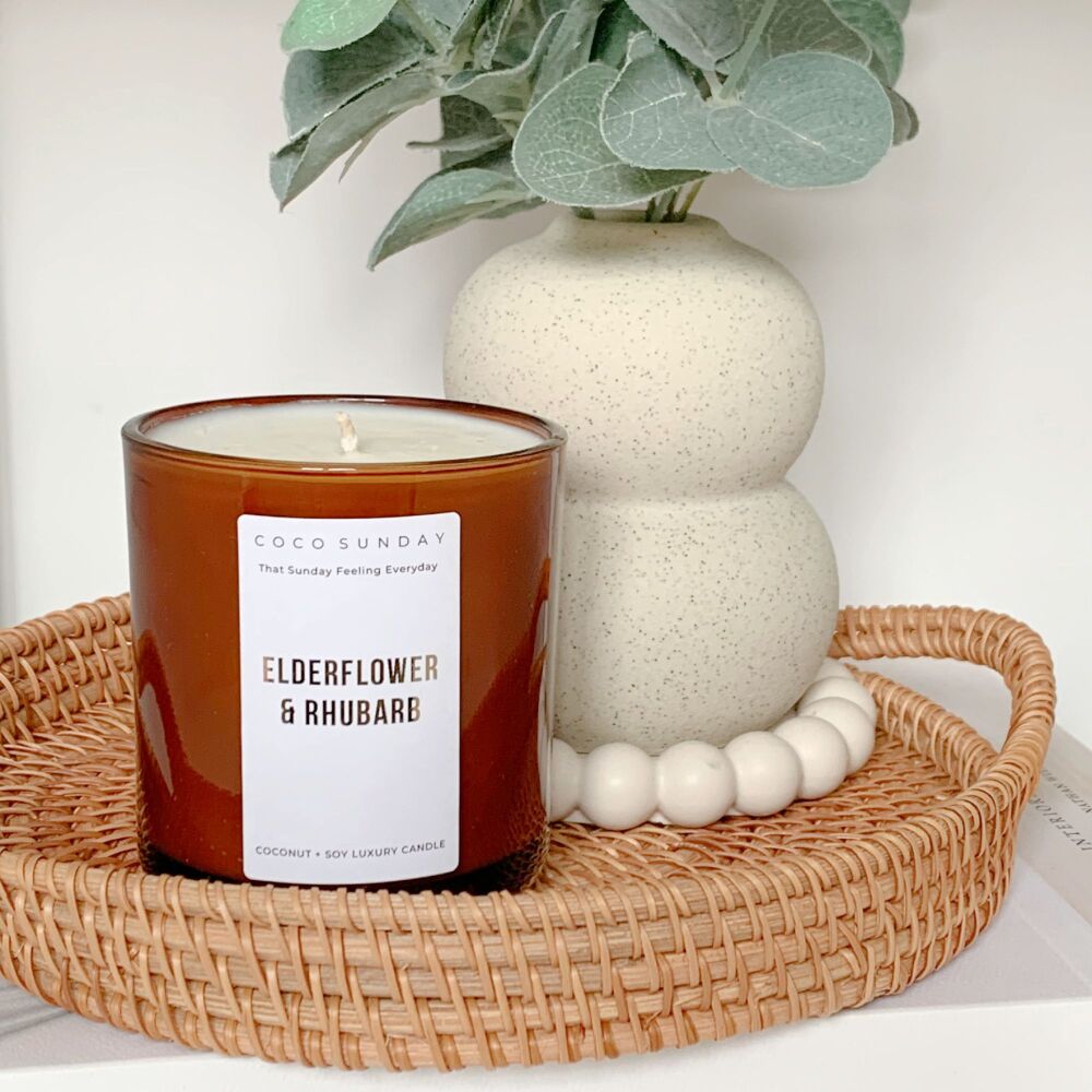 Elderflower & Rhubarb Coconut + Soy Wax Candle