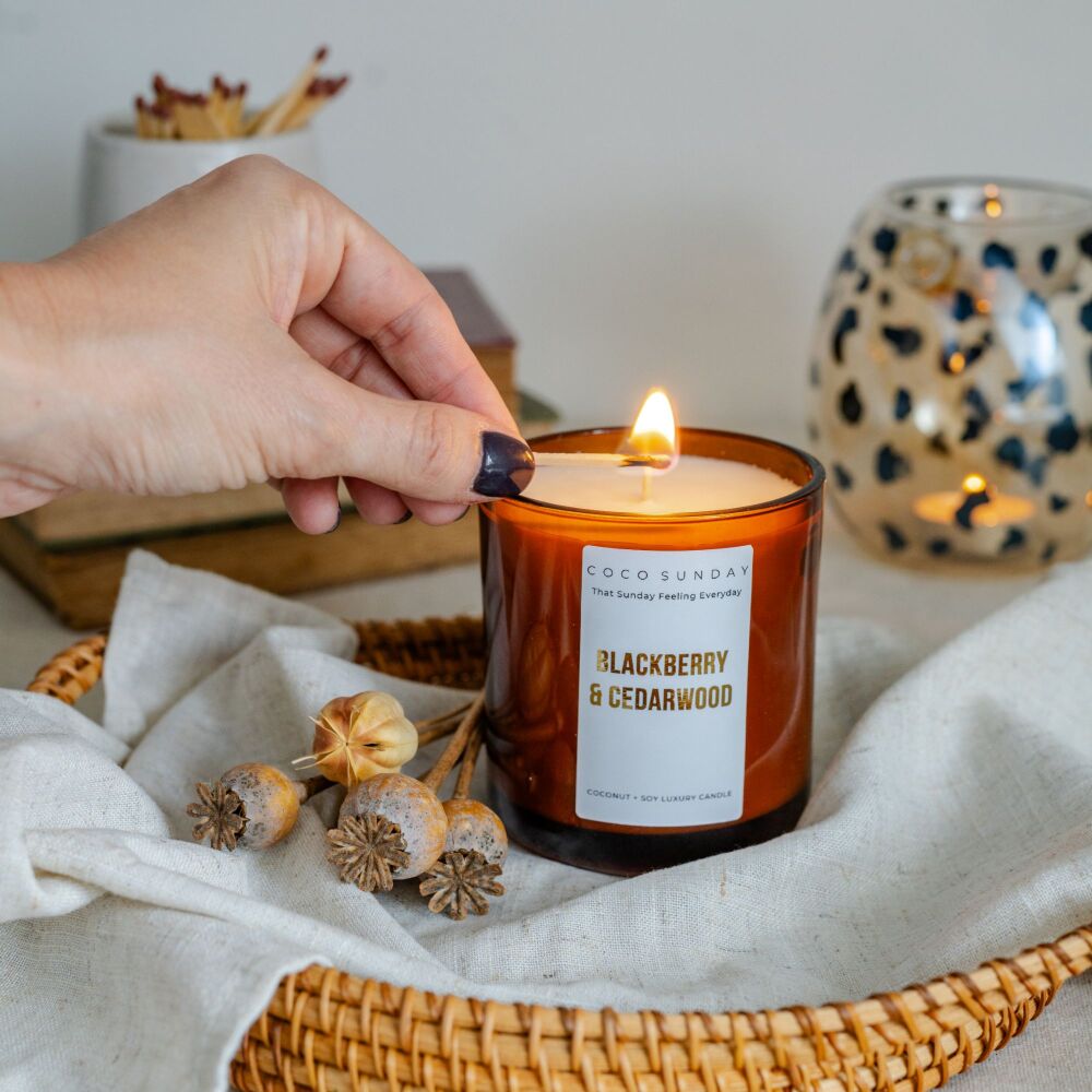 Blackberry & Cedarwood Coconut + Soy Wax Candle