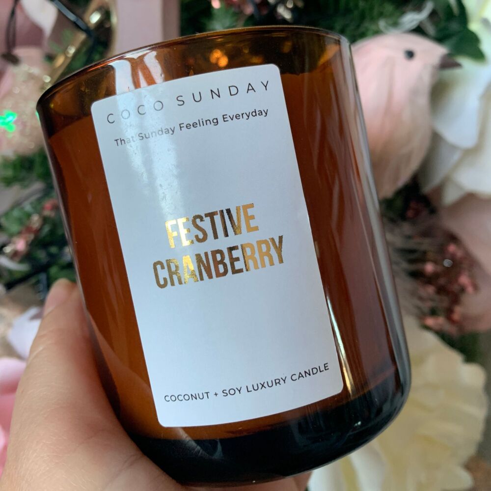 Festive Cranberry 250ml Medium Amber Candle