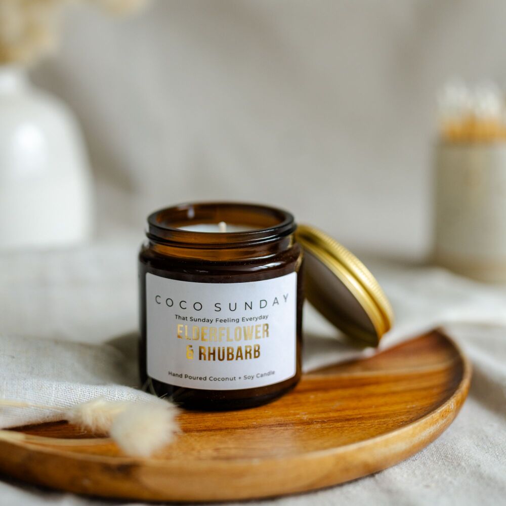 Elderflower & Rhubarb Coconut + Soy Wax Candle