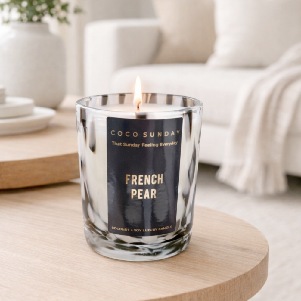 French Pear Luxury Dalmation Print Coconut + Soy Wax Candle
