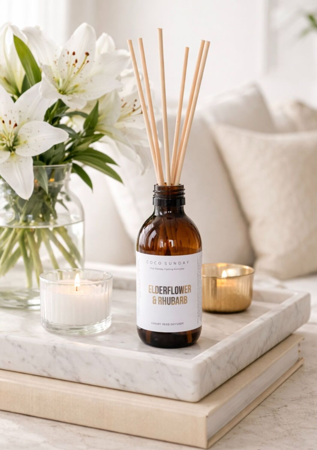 <!-- 105 --> Elderflower & Rhubarb 135ml Luxury Reed Diffuser