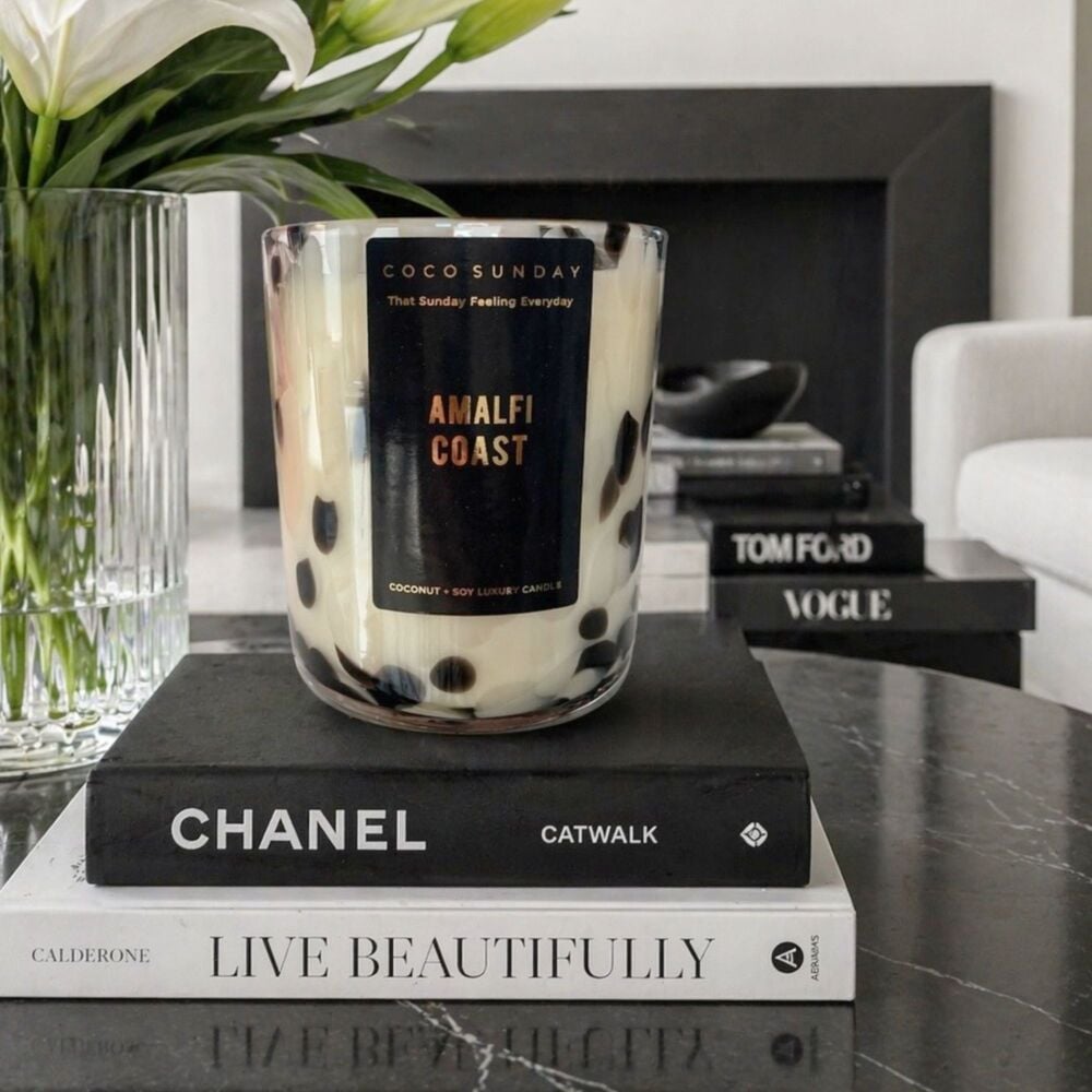 Amalfi Coast Luxury Dalmation Print Coconut + Soy Wax Candle