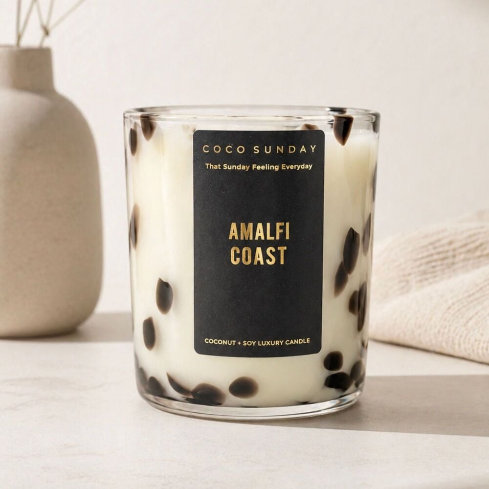 Amalfi Coast Luxury Dalmation Print Coconut + Soy Wax Candle