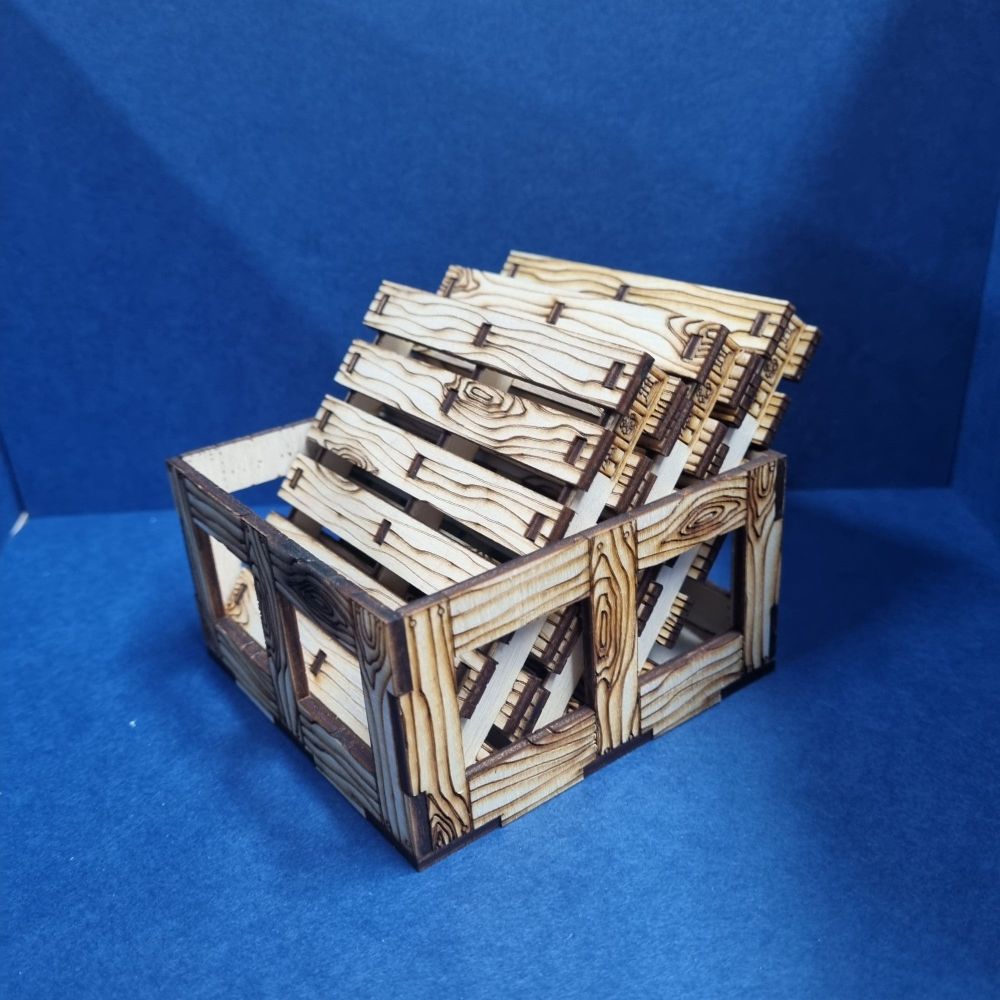 Three Pallet Coasters and Storage Crate