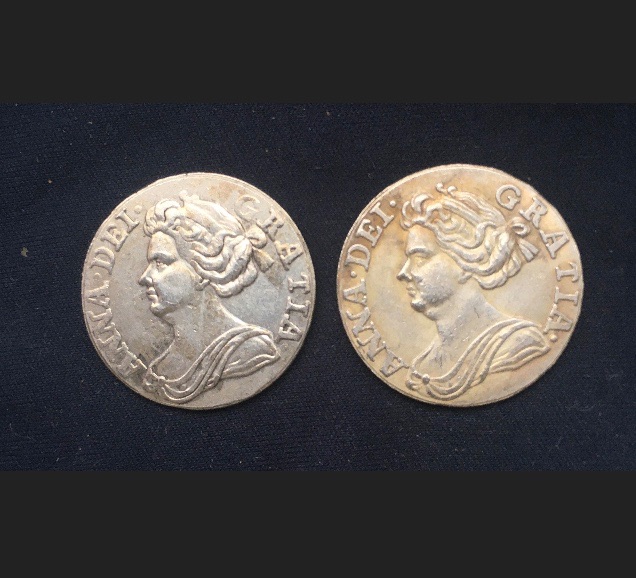 Anne *1707*_*1711* Sixpence - Crowned Cruciform Shields - Garter Star