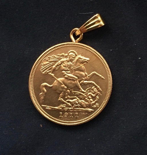 George V *1911* Sovereign / With Clasp / 24kt Gold Plated - British Coins