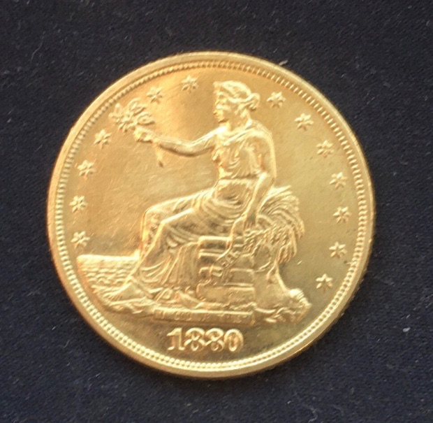 Trade Dollar *1880* 5 Dollar Gold Coin (Fictional) - 24kt Gold-Plated