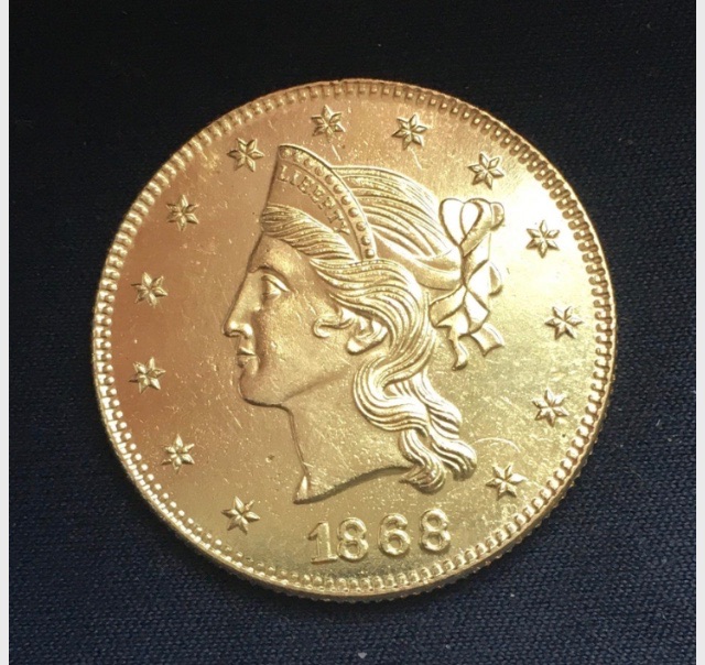 American Liberty Head *1868* 10 Dollar Eagle Coin - 24kt Gold-Plated