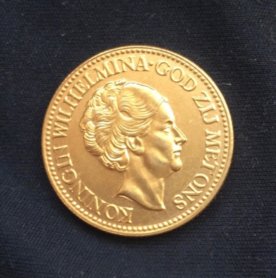 Wilhelmina *1925* 10 Guilders -  24kt Gold Plated / Netherlands Coin