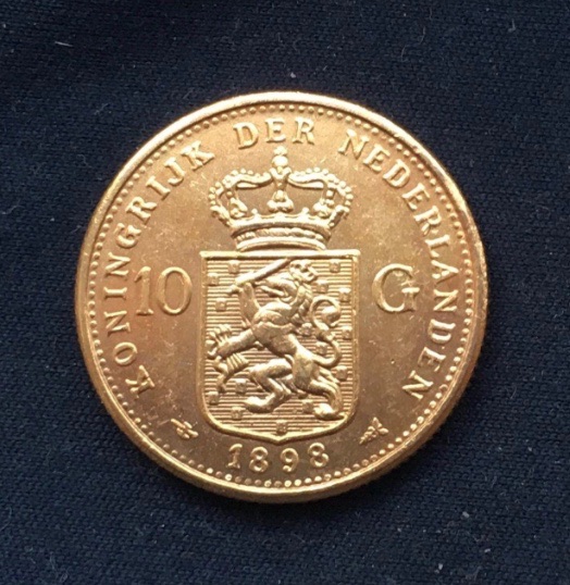 Wilhelmina *1898* 10 Guilders -  24kt Gold Plated / Netherlands Coin / Young Head