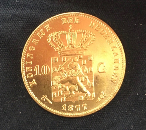 Wilhelm De Derde *1877* 10 Guilders - 24kt Gold Plated / Netherlands Coin