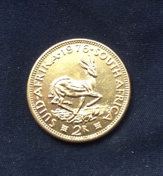 South African *1976* 2 Rand - Original specifications - 24kt Gold Plated Coin