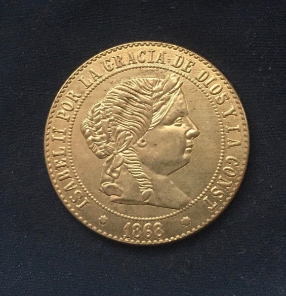 Isabel 11 *1868* Escudos - Gold Plated / Spanish Coins