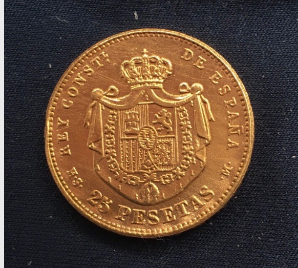 Alfonso X11 *1885* 25 Pesetas - De Espana / Spanish Coin