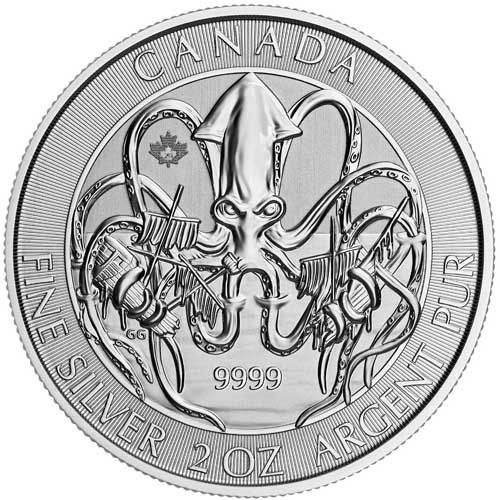 Kraken *2020* 2 oz Silver Coin - Collectable Original Bullion - Royal Canadian Mint