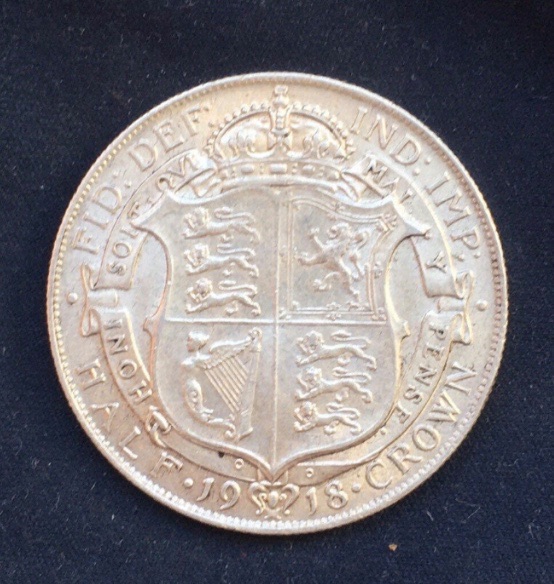 George V *1918* Silver Half Crown - Original British Coin - GVF