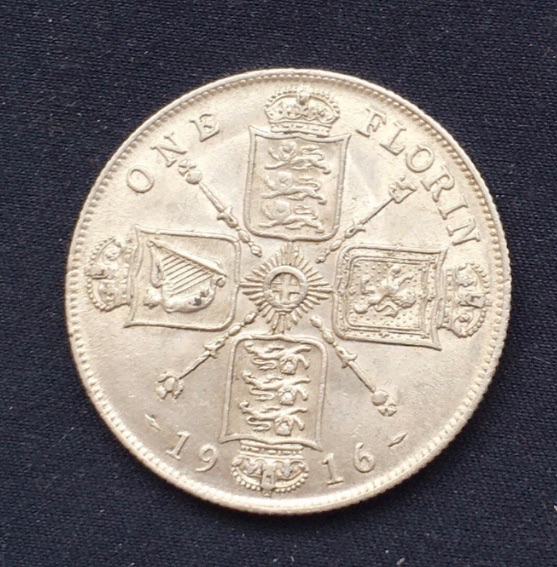 George V *1916* Silver Lustre Florin - Original British Coin - UNC