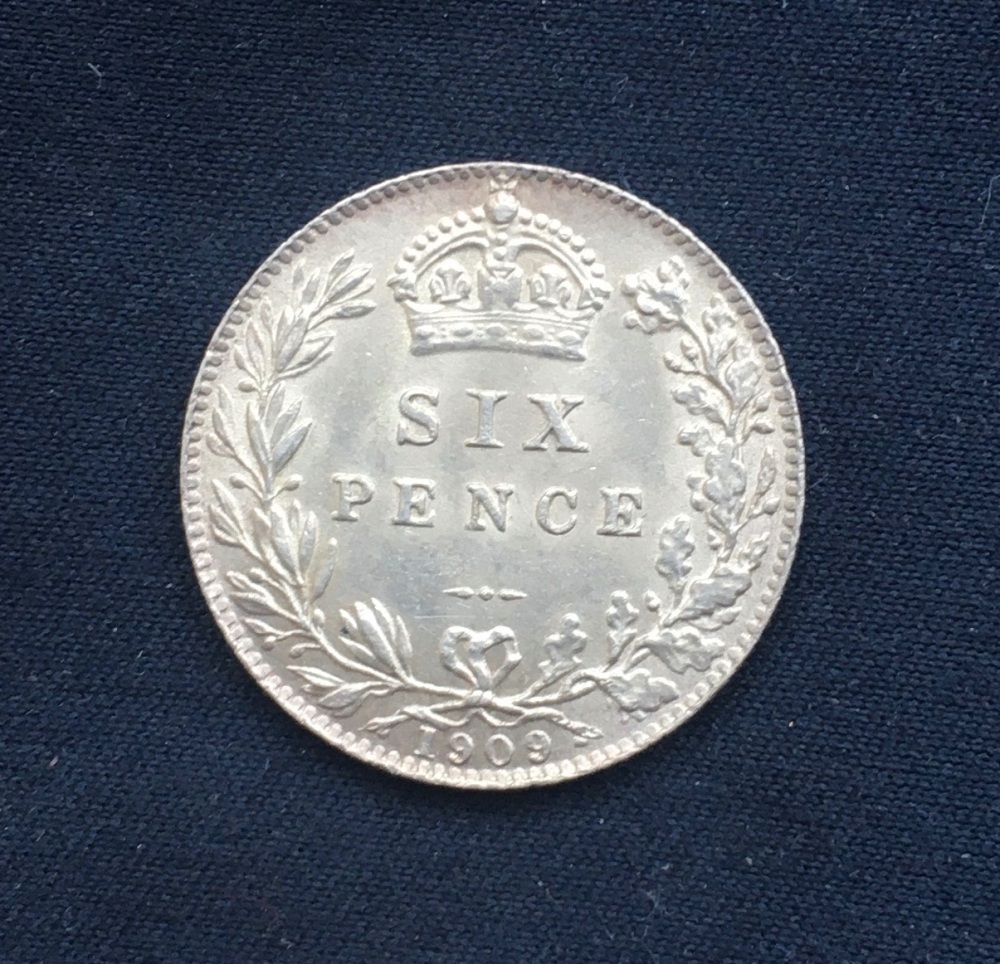 Edward VII Silver Sixpence - Original British Coin - BUNC
