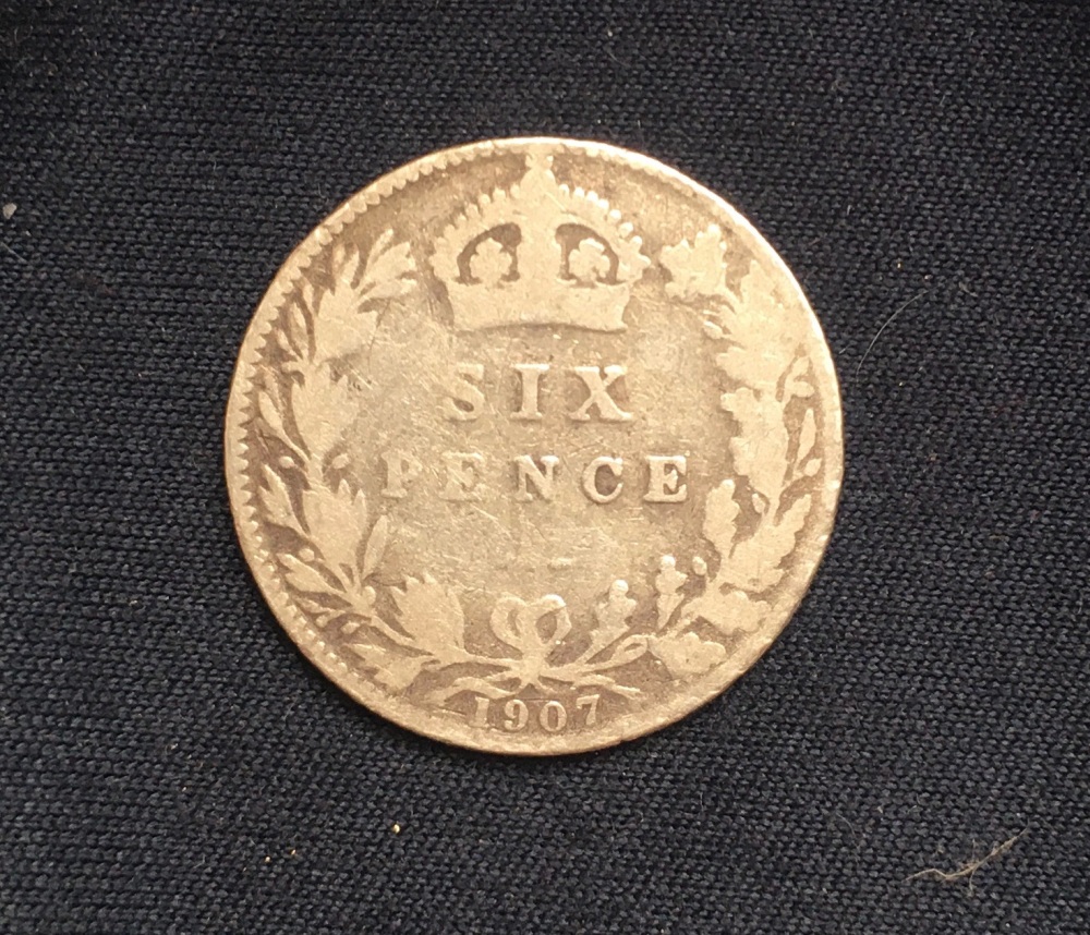 Edward VII *1907* Silver Sixpence - Original British Coin - FINE