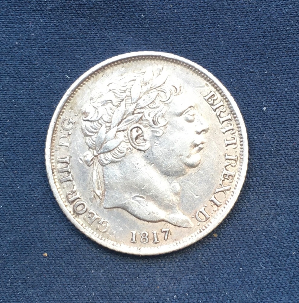 George III *1817* Silver Sixpence - Original British Coin - EF