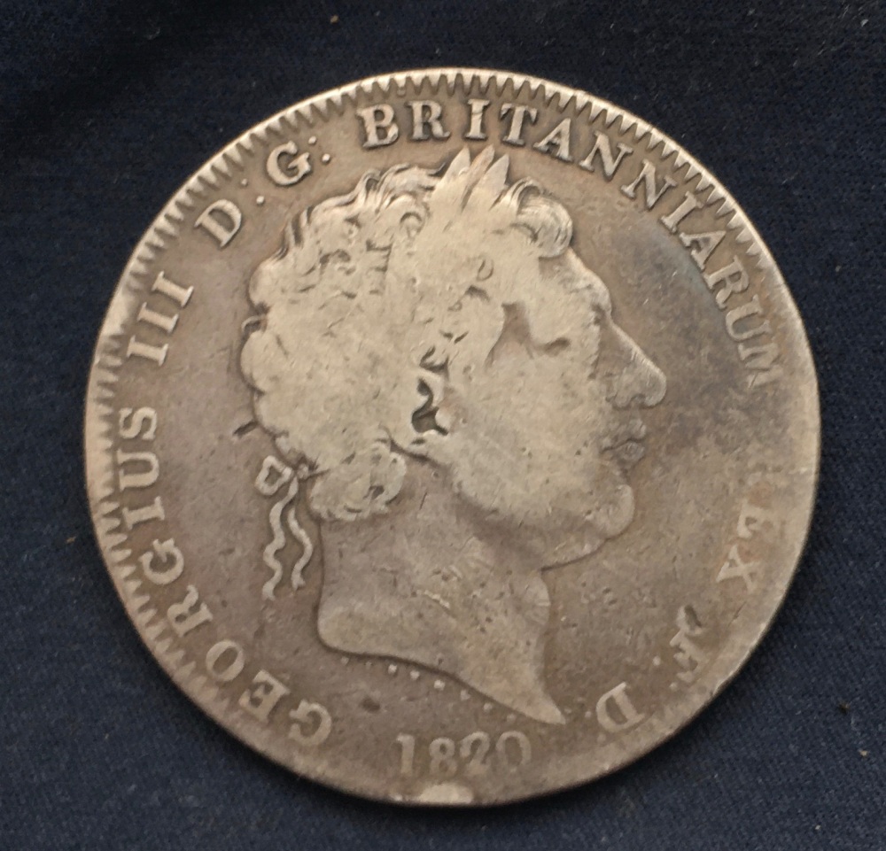 George III *1820* LX Silver Crown - Original British Coin - FINE