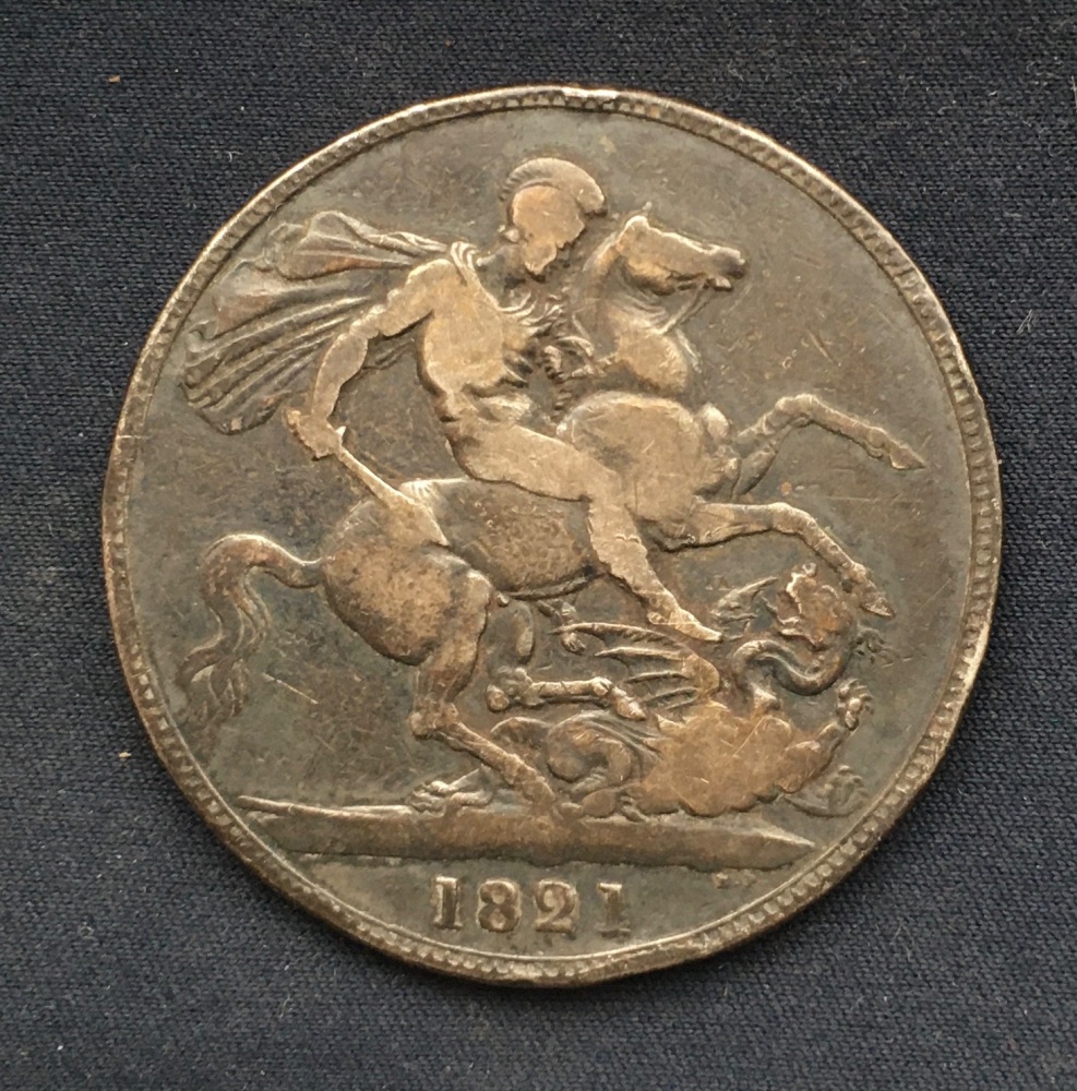 George IV *1821* SECUNDO Silver Crown (Toned) - Collectable Original British Coin