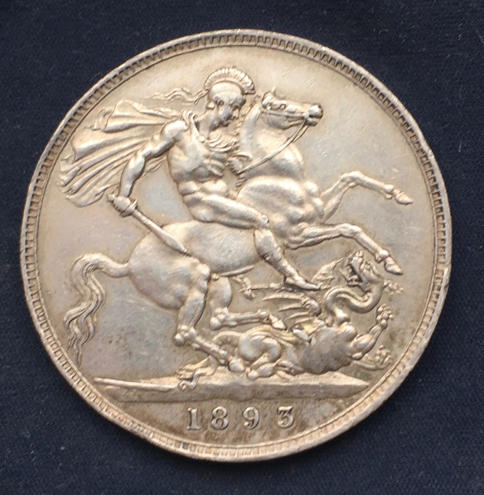 Victoria *1893* LVI Silver Crown - Original British Coin - EF